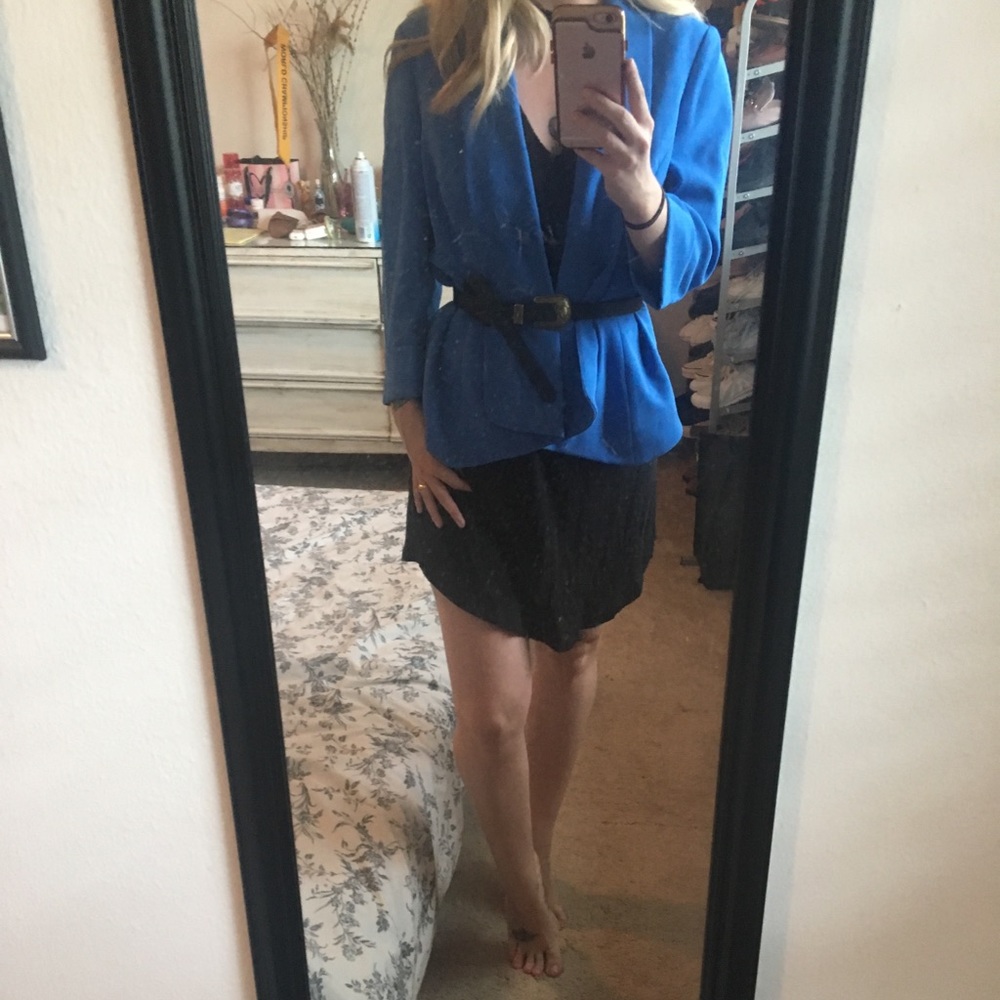 Kasper jewel blue crop blazer